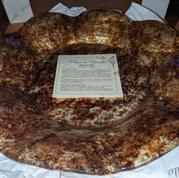 Vetri Di Nennella Italian Art Fused Glass Gold Copper Platter - Picture 2 of 7